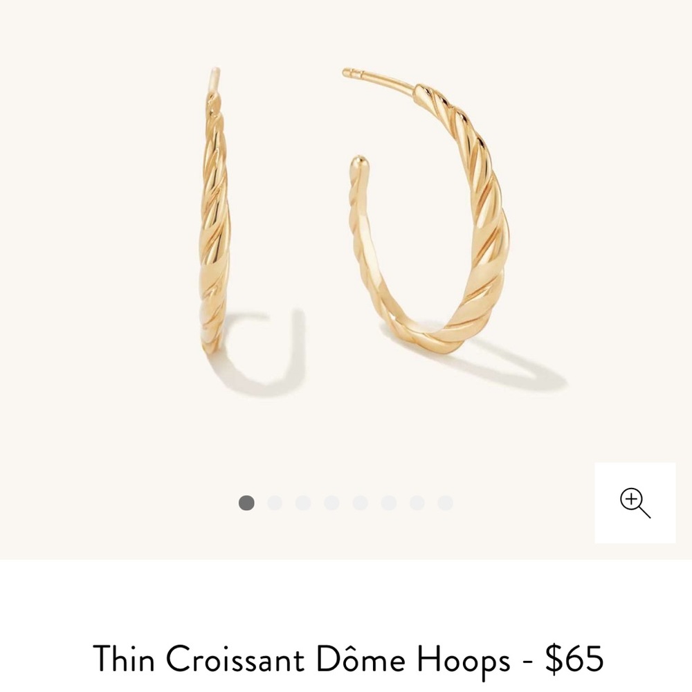 MEJURI THIN CROISSANT DOME GOLD VERMEIL HOOP EARRINGS